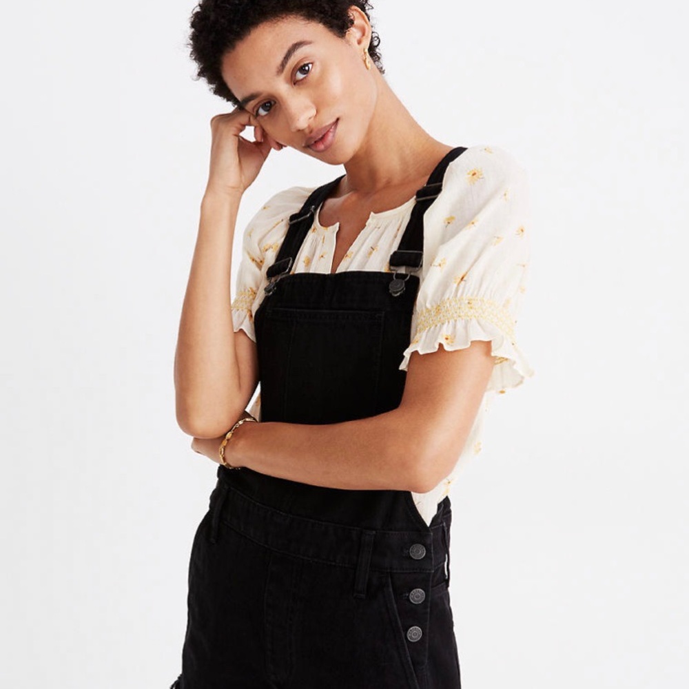 Madewell Small Black Adirondack Short Overalls